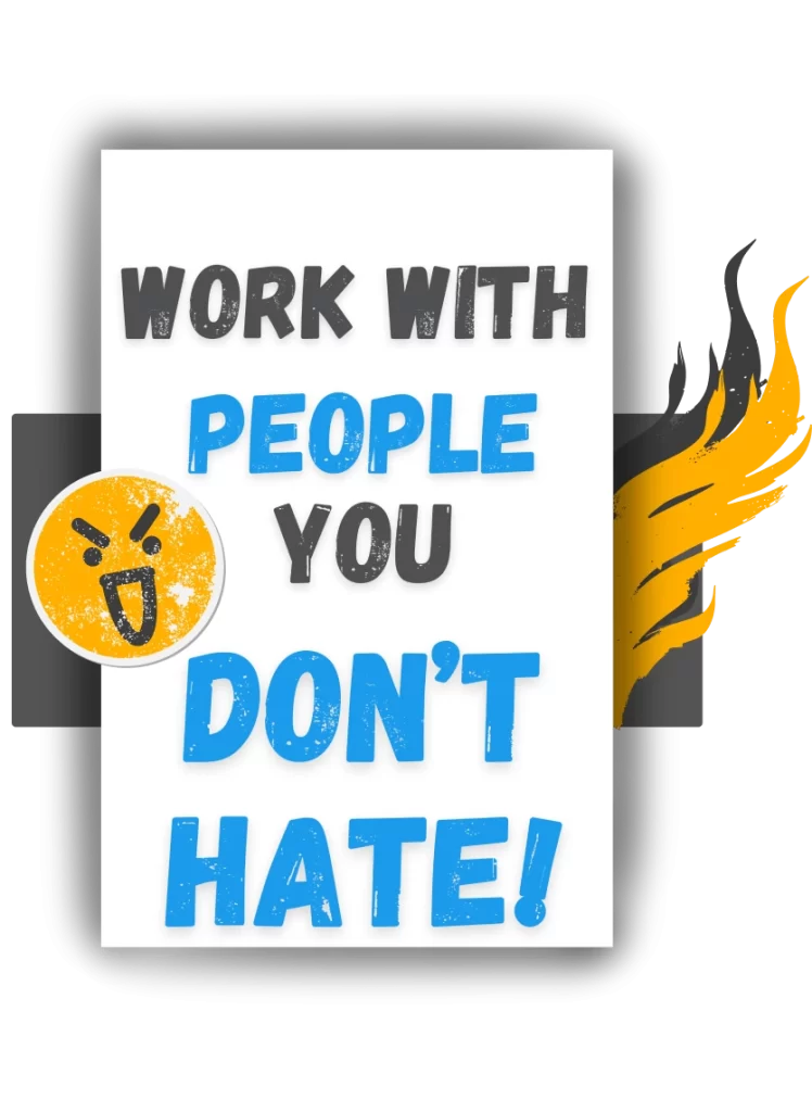 Paragon Accounting careers image with bold text 'Work with people you don’t hate!' and expressive emoji graphic