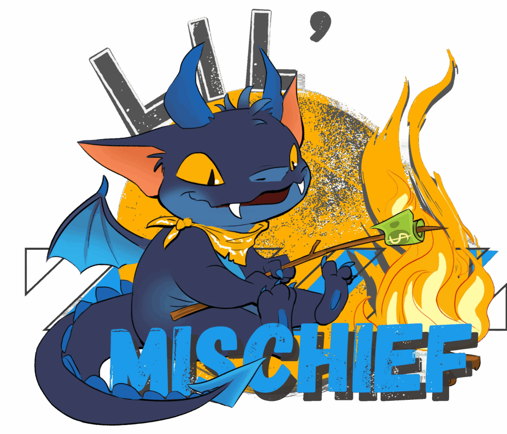 Lil Mischief, Paragon’s dragon mascot and honorary 'Mayhem' for small business owners.